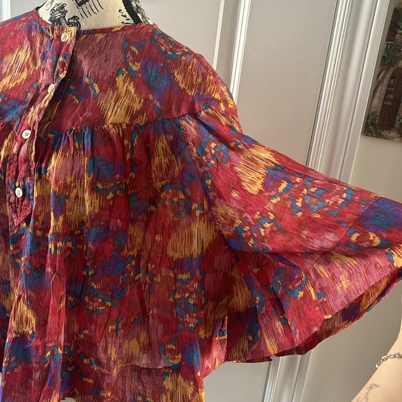 ISABEL MARANT ETOILE MIRANDA PRINT BLOUSE | BURNT HENNA - Picture 8 of 11